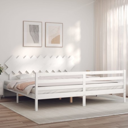 vidaXL Estructura de cama con cabecero madera maciza blanco 200x200cm