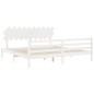 vidaXL Estructura de cama con cabecero madera maciza blanco 200x200cm vidaXL Estructura de cama con cabecero madera maciza blanco 200x200cm