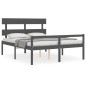 vidaXL Cama de matrimonio personas mayores cabecero madera maciza gris vidaXL Cama de matrimonio personas mayores cabecero madera maciza gris