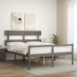 vidaXL Cama de matrimonio personas mayores cabecero madera maciza gris vidaXL Cama de matrimonio personas mayores cabecero madera maciza gris