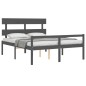 vidaXL Cama de matrimonio personas mayores cabecero madera maciza gris vidaXL Cama de matrimonio personas mayores cabecero madera maciza gris
