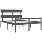 vidaXL Cama de matrimonio personas mayores cabecero madera maciza gris vidaXL Cama de matrimonio personas mayores cabecero madera maciza gris