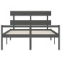 vidaXL Cama de matrimonio personas mayores cabecero madera maciza gris vidaXL Cama de matrimonio personas mayores cabecero madera maciza gris