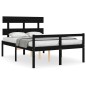 vidaXL Cama para personas mayores con cabecero madera maciza negro vidaXL Cama para personas mayores con cabecero madera maciza negro
