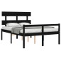 vidaXL Cama para personas mayores con cabecero madera maciza negro vidaXL Cama para personas mayores con cabecero madera maciza negro