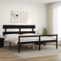 vidaXL Cama matrimonio personas mayores cabecero madera maciza negro vidaXL Cama matrimonio personas mayores cabecero madera maciza negro
