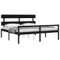 vidaXL Cama matrimonio personas mayores cabecero madera maciza negro vidaXL Cama matrimonio personas mayores cabecero madera maciza negro