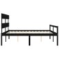 vidaXL Cama matrimonio personas mayores cabecero madera maciza negro vidaXL Cama matrimonio personas mayores cabecero madera maciza negro