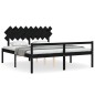 vidaXL Cama matrimonio personas mayores cabecero madera maciza negro vidaXL Cama matrimonio personas mayores cabecero madera maciza negro