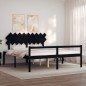 vidaXL Cama matrimonio personas mayores cabecero madera maciza negro vidaXL Cama matrimonio personas mayores cabecero madera maciza negro