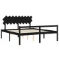 vidaXL Cama matrimonio personas mayores cabecero madera maciza negro vidaXL Cama matrimonio personas mayores cabecero madera maciza negro
