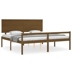 vidaXL Cama personas mayores cabecero madera marrón miel 200x200 cm