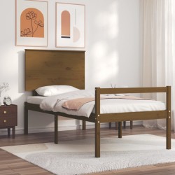 vidaXL Cama personas mayores cabecero madera marrón miel 100x200 cm