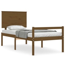 vidaXL Cama personas mayores cabecero madera marrón miel 100x200 cm