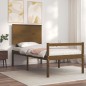 vidaXL Cama personas mayores cabecero madera marrón miel 100x200 cm vidaXL Cama personas mayores cabecero madera marrón miel 100x200 cm
