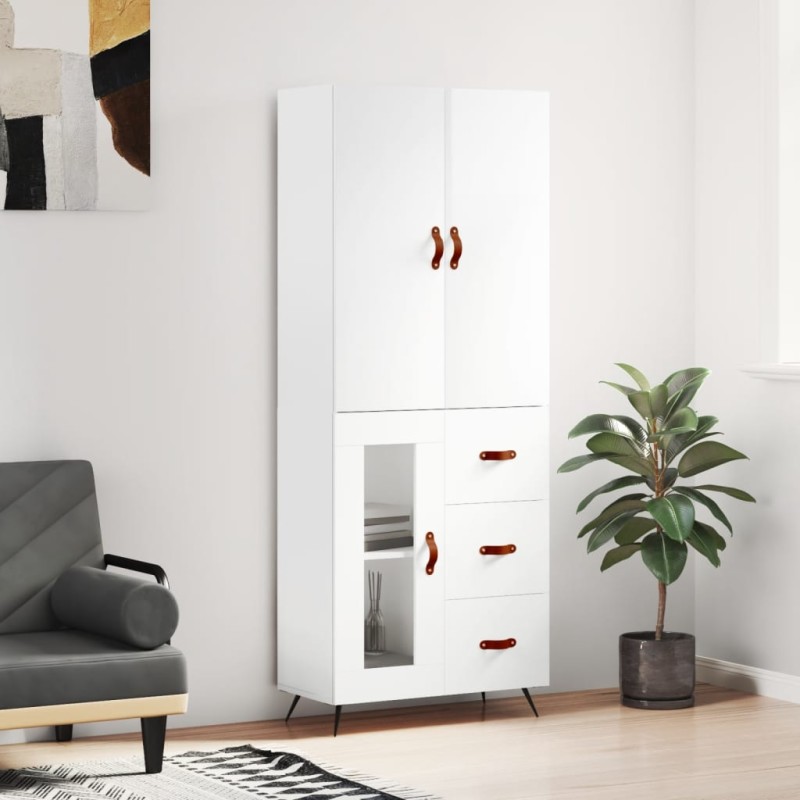 vidaXL Aparador alto madera contrachapada blanco brillo 69,5x34x180 cm vidaXL Aparador alto madera contrachapada blanco brillo 69,5x34x180 cm