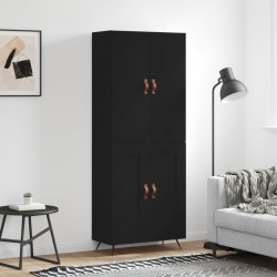 vidaXL Aparador alto madera contrachapada negro 69,5x34x180 cm