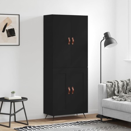 vidaXL Aparador alto madera contrachapada negro 69,5x34x180 cm