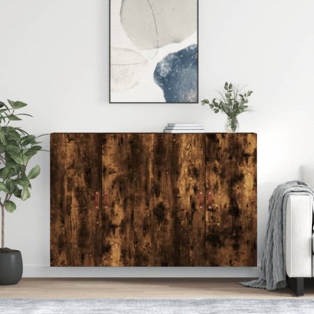 vidaXL Armarios de pared 2 unidades roble ahumado 69,5x34x90 cm