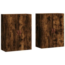vidaXL Armarios de pared 2 unidades roble ahumado 69,5x34x90 cm