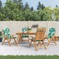 vidaXL Sillas de jardín reclinables y cojines 4 uds madera maciza teca