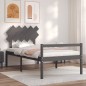 vidaXL Cama personas mayores cabecero madera maciza gris 100x200 cm vidaXL Cama personas mayores cabecero madera maciza gris 100x200 cm