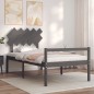 vidaXL Cama personas mayores cabecero madera maciza gris 100x200 cm vidaXL Cama personas mayores cabecero madera maciza gris 100x200 cm
