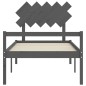 vidaXL Cama personas mayores cabecero madera maciza gris 100x200 cm vidaXL Cama personas mayores cabecero madera maciza gris 100x200 cm