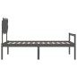 vidaXL Cama personas mayores cabecero madera maciza gris 100x200 cm vidaXL Cama personas mayores cabecero madera maciza gris 100x200 cm