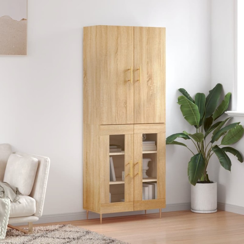 vidaXL Aparador alto madera contrachapada color roble 69,5x34x180 cm