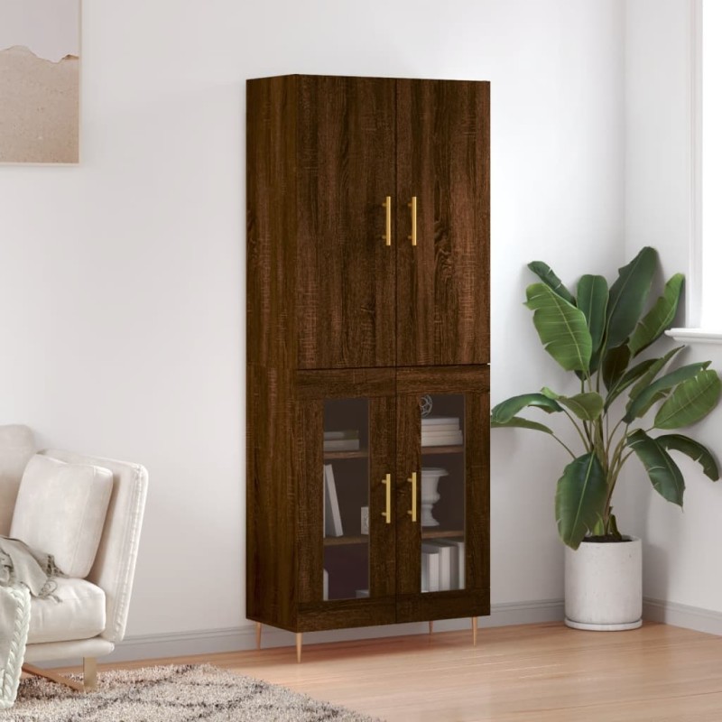 vidaXL Aparador alto madera contrachapada marrón roble 69,5x34x180 cm vidaXL Aparador alto madera contrachapada marrón roble 69,5x34x180 cm