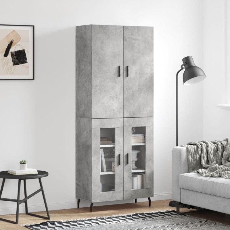 vidaXL Aparador alto madera contrachapada gris hormigón 69,5x34x180 cm vidaXL Aparador alto madera contrachapada gris hormigón 69,5x34x180 cm