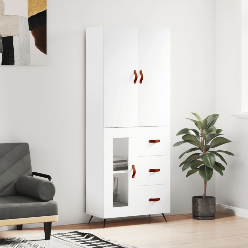 vidaXL Aparador alto madera contrachapada blanco 69,5x34x180 cm vidaXL Aparador alto madera contrachapada blanco 69,5x34x180 cm