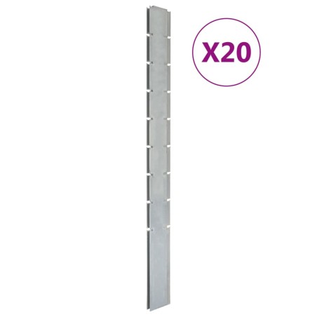 vidaXL Postes de valla de jardín 20 uds acero galvanizado plata 220 cm
