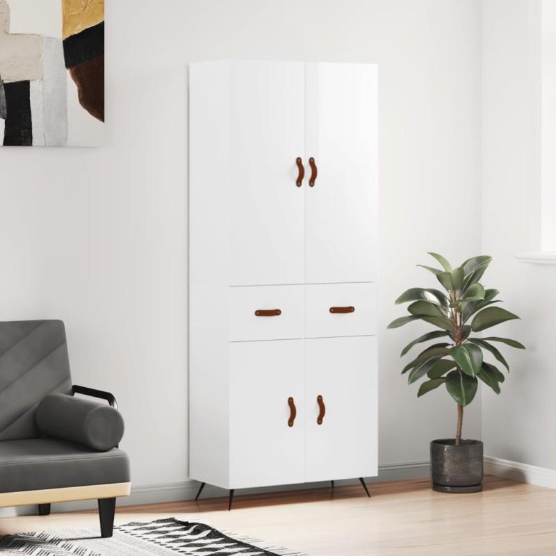 vidaXL Aparador alto madera contrachapada blanco brillo 69,5x34x180 cm vidaXL Aparador alto madera contrachapada blanco brillo 69,5x34x180 cm