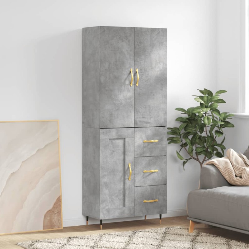vidaXL Aparador alto madera contrachapada gris hormigón 69,5x34x180 cm vidaXL Aparador alto madera contrachapada gris hormigón 69,5x34x180 cm