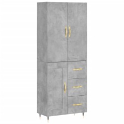 vidaXL Aparador alto madera contrachapada gris hormigón 69,5x34x180 cm