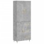 vidaXL Aparador alto madera contrachapada gris hormigón 69,5x34x180 cm vidaXL Aparador alto madera contrachapada gris hormigón 69,5x34x180 cm