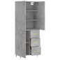 vidaXL Aparador alto madera contrachapada gris hormigón 69,5x34x180 cm vidaXL Aparador alto madera contrachapada gris hormigón 69,5x34x180 cm