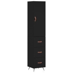 vidaXL Aparador de madera contrachapada negro 34,5x34x180 cm