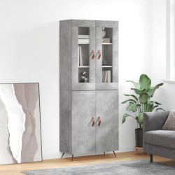 vidaXL Aparador alto madera contrachapada gris hormigón 69,5x34x180 cm