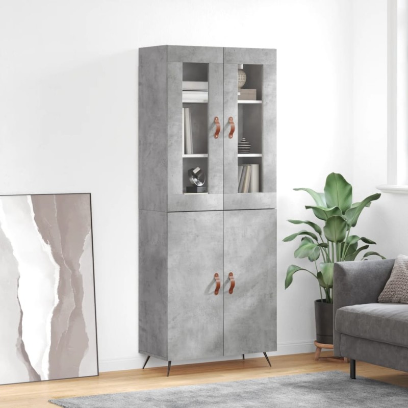 vidaXL Aparador alto madera contrachapada gris hormigón 69,5x34x180 cm vidaXL Aparador alto madera contrachapada gris hormigón 69,5x34x180 cm