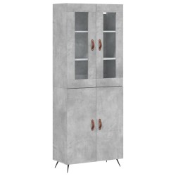 vidaXL Aparador alto madera contrachapada gris hormigón 69,5x34x180 cm