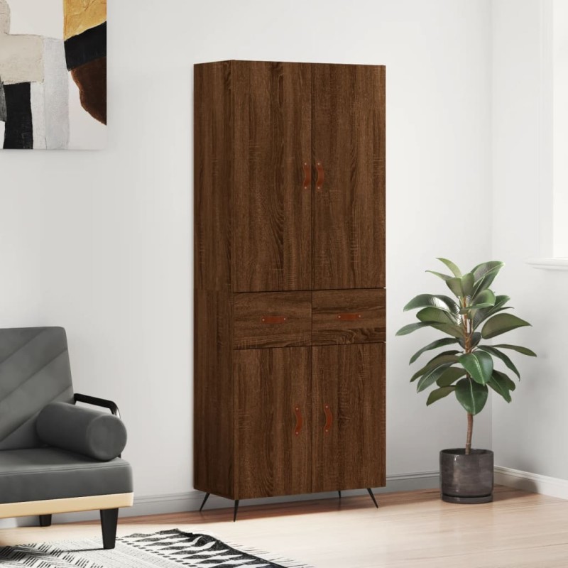 vidaXL Aparador alto madera contrachapada marrón roble 69,5x34x180 cm vidaXL Aparador alto madera contrachapada marrón roble 69,5x34x180 cm