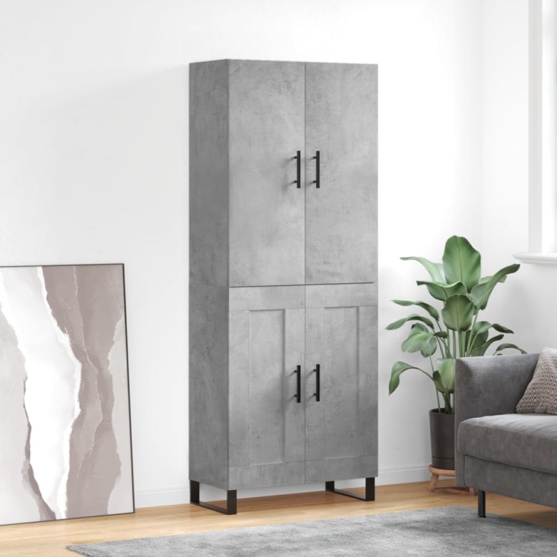 vidaXL Aparador alto madera contrachapada gris hormigón 69,5x34x180 cm vidaXL Aparador alto madera contrachapada gris hormigón 69,5x34x180 cm