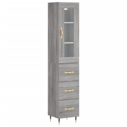 vidaXL Aparador alto madera contrachapada gris Sonoma 34,5x34x180 cm