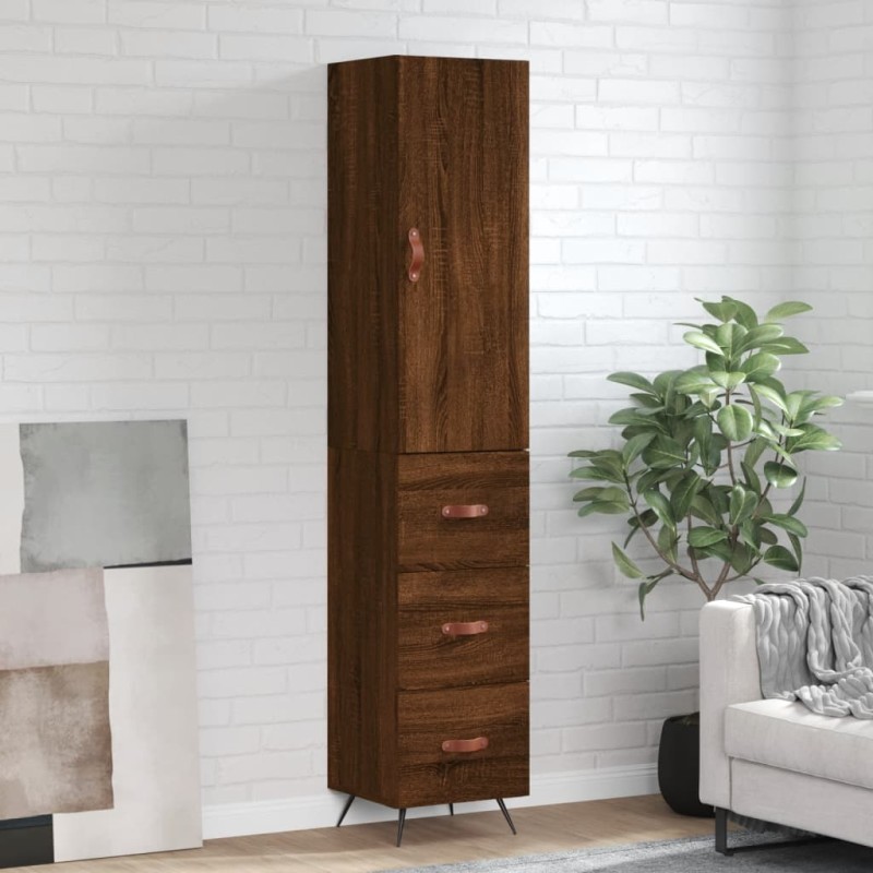 vidaXL Aparador alto madera contrachapada roble marrón 34,5x34x180 cm vidaXL Aparador alto madera contrachapada roble marrón 34,5x34x180 cm