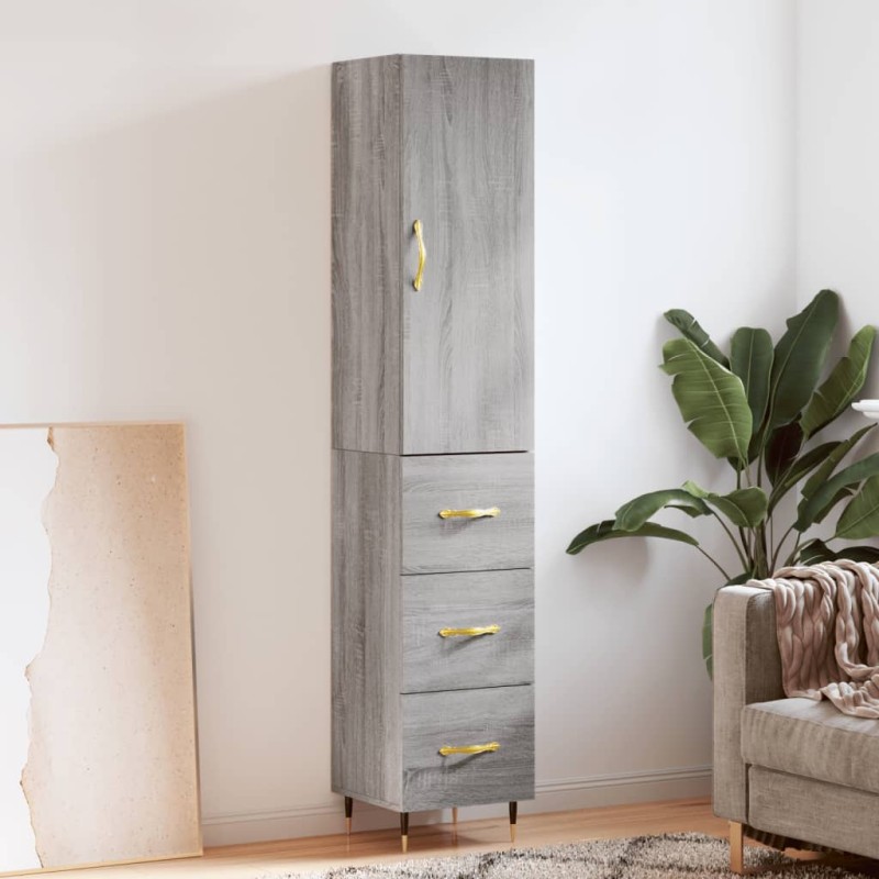 vidaXL Aparador alto madera contrachapada gris Sonoma 34,5x34x180 cm vidaXL Aparador alto madera contrachapada gris Sonoma 34,5x34x180 cm