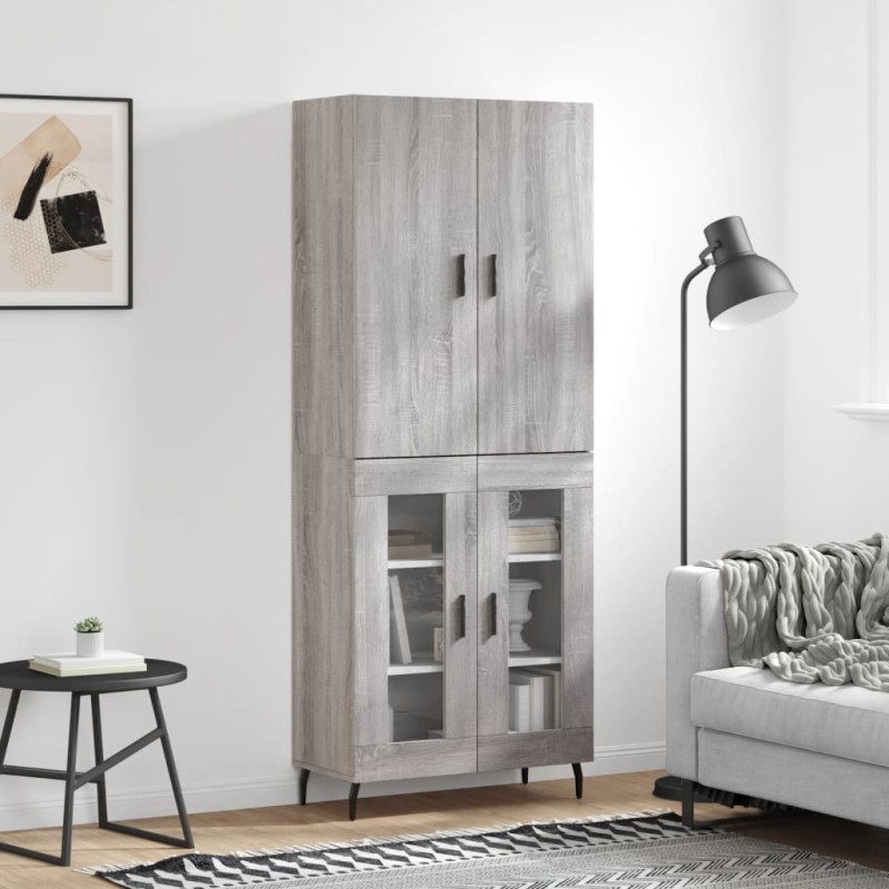 vidaXL Aparador alto madera contrachapada gris sonoma 69,5x34x180 cm vidaXL Aparador alto madera contrachapada gris sonoma 69,5x34x180 cm