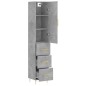 vidaXL Aparador de madera contrachapada gris hormigón 34,5x34x180 cm vidaXL Aparador de madera contrachapada gris hormigón 34,5x34x180 cm